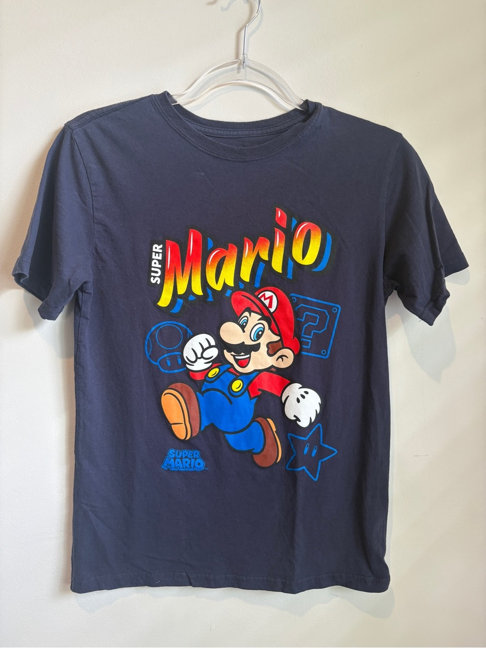 Boys Super Mario Nintendo Navy Graphic T-Shirt Size XL/14